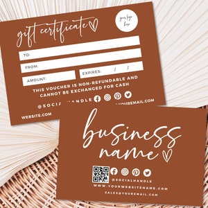 ADD LOGO, Minimal Gift Certificate Template, Minimalist, DIY Gift Certificate, Editable Gift Voucher, Printable Gift Card, Coupon, Canva