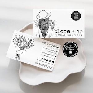 Botanical Rustic Business Card Canva Template, Instant Download, Printable Business Card, Editable Business Card, DIY Business Branding-MARI