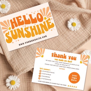 Retro Thank You Card Canva Template, Editable Business Thank You Card, Customizable Package Insert Card, Groovy Business Thank You