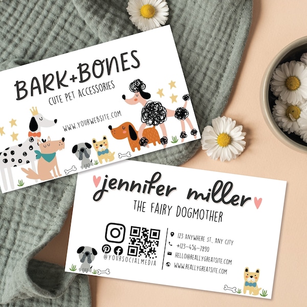 Pet Boutique Business Card Template, Dog Walking Business, Pet Boarding, Editable Business Card, Small Business, Animal Business Card Design