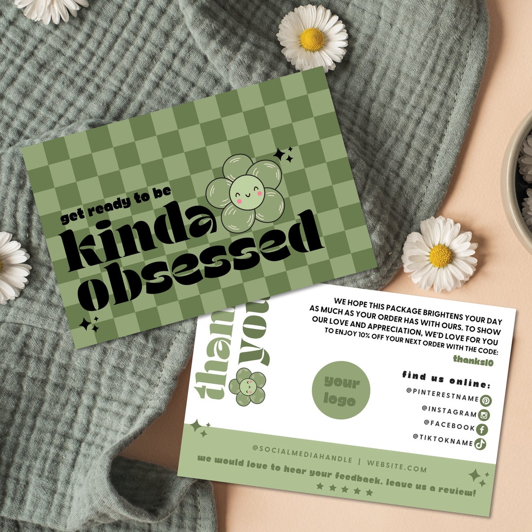 Retro Daisy Thank You Card Template Canva, Editable Small Business 70s ...