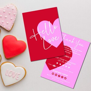 Modern Valentine Thanks For Your Purchase Template Canva, Editable Business Thank You Card Template, DIY Retro Business Package Insert Card
