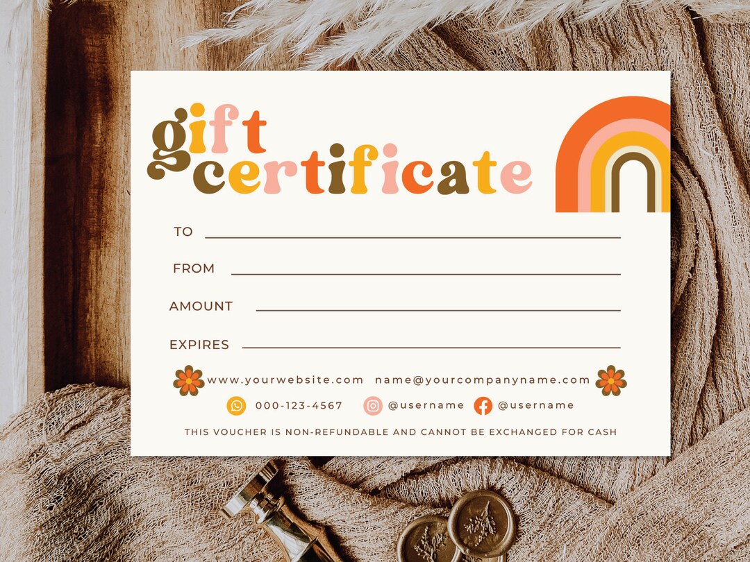 Editable Gift Certificate Template, DIY Printable Gift Voucher ...