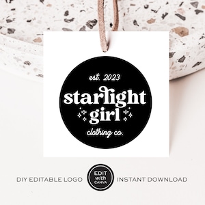 Editable Boho Logo Design, DIY Circle Logo, Photography Logo Template, Modern Neutral Logo, Star Logo, Instant Download, Canva Logo - NINA