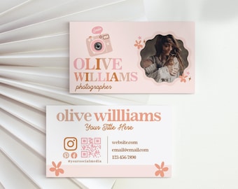 Photography Business Card Template, Photographer business card design, Canva Template, Horizontal Business Card, DIY Business Card Template