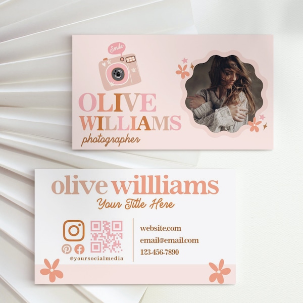 Photography Business Card Template, Photographer business card design, Canva Template, Horizontal Business Card, DIY Business Card Template