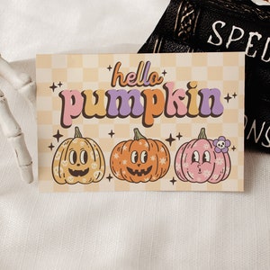 Retro Pumpkin Thank You Card Template Canva, Editable Halloween ...