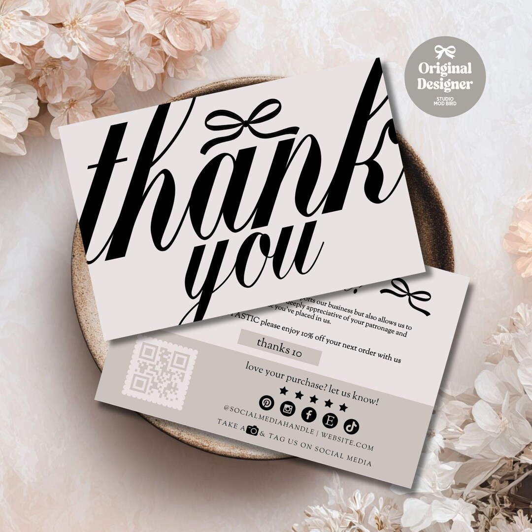 Editable Luxury Thank You Card Template, Old Money Aesthetic Business ...