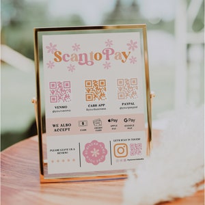 Editable Scan to Pay Sign, QR Code Sign Template, Printable Payment Sign, Accepted Payments Sign, CashApp Venmo Sign Customizable Canva-MOD imagen 2
