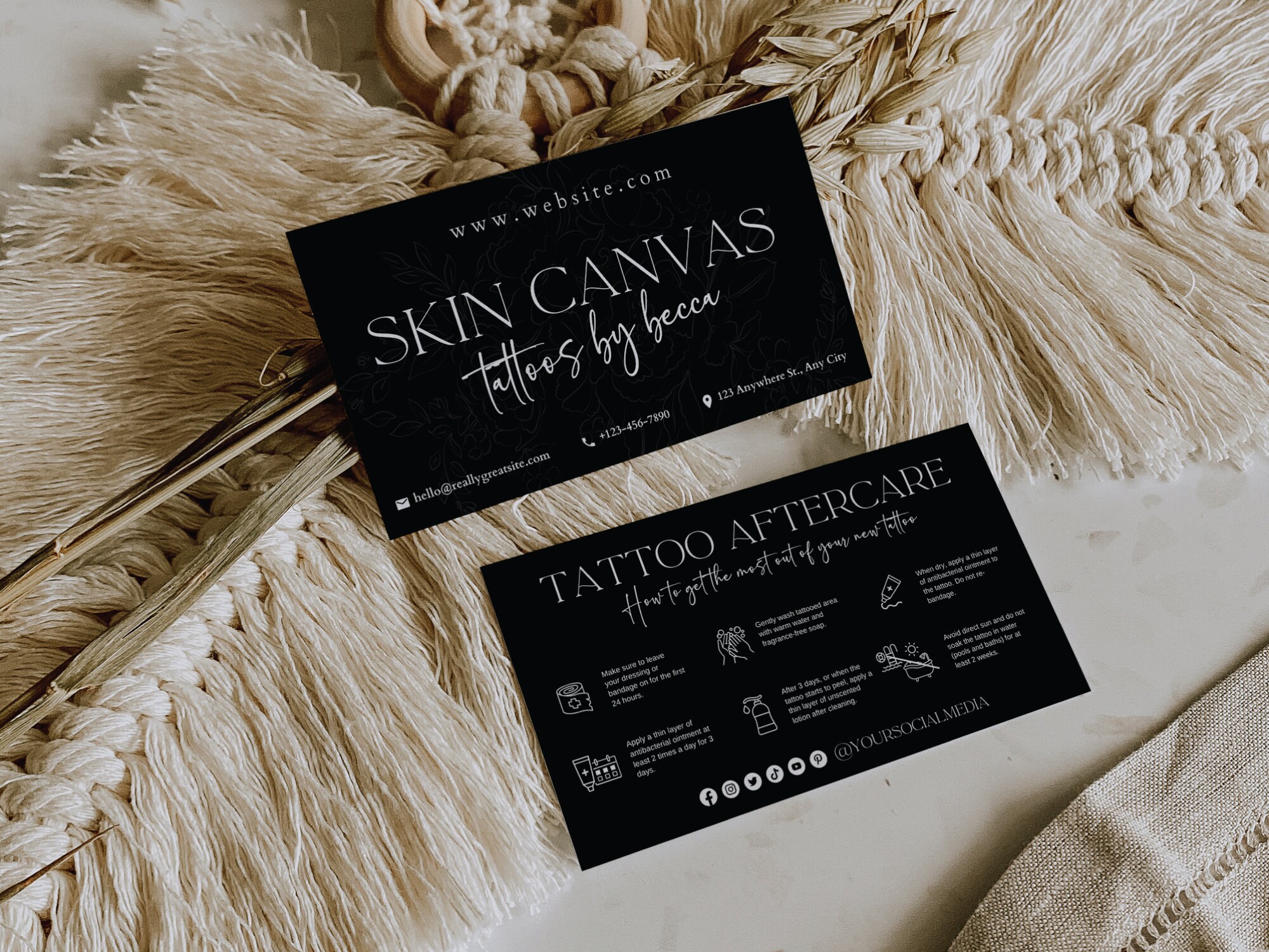 Tattoo Aftercare Card Template Printable Tattoo Instructions - Etsy