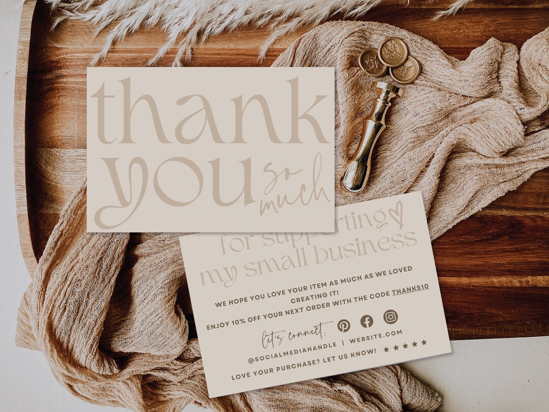 Business Thank You Card Editable, Modern Printable Thanks for Your ...