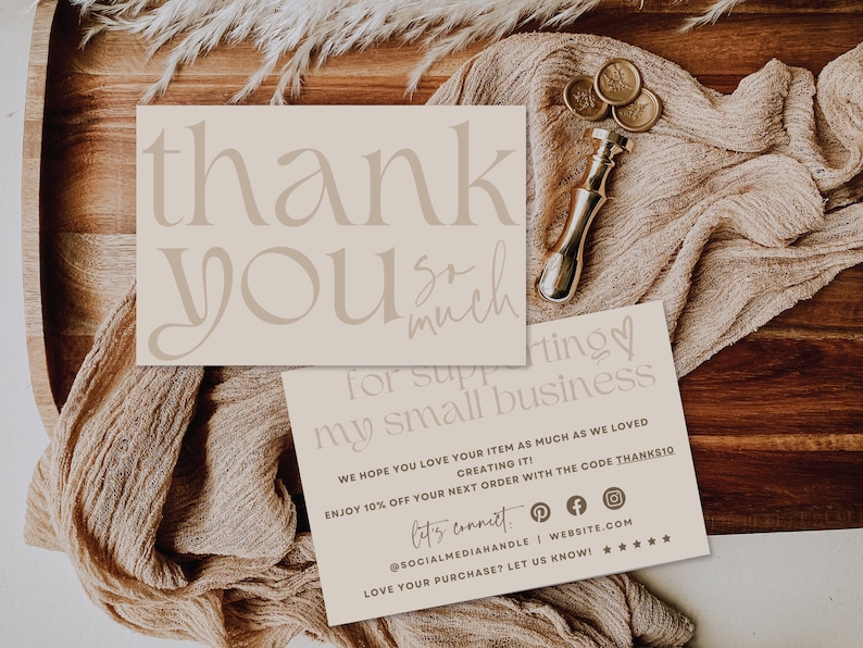Business Thank You Card Editable, Modern Printable Thanks For Your Purchase Card, Small Business Package Insert Card, Customizable afbeelding 1