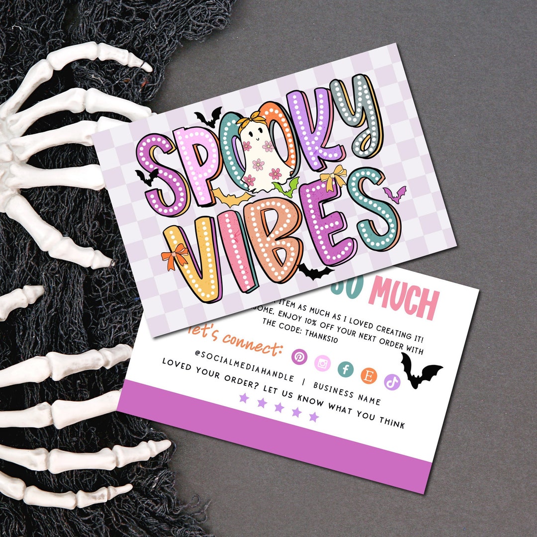 Retro Halloween Ghost Business Thank You Card Canva Template, Editable ...