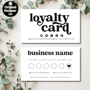 Editable Retro Loyalty Card Template Canva, DIY Customer Rewards Punch Card, Printable Discount Stamp Card for Small Business Marketing-MYA