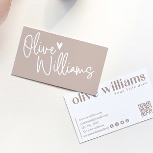 Boho Business Card Template, Editable Business Card with QR Code, Business Branding, Modern Printable QR Code Business Card Template image 3