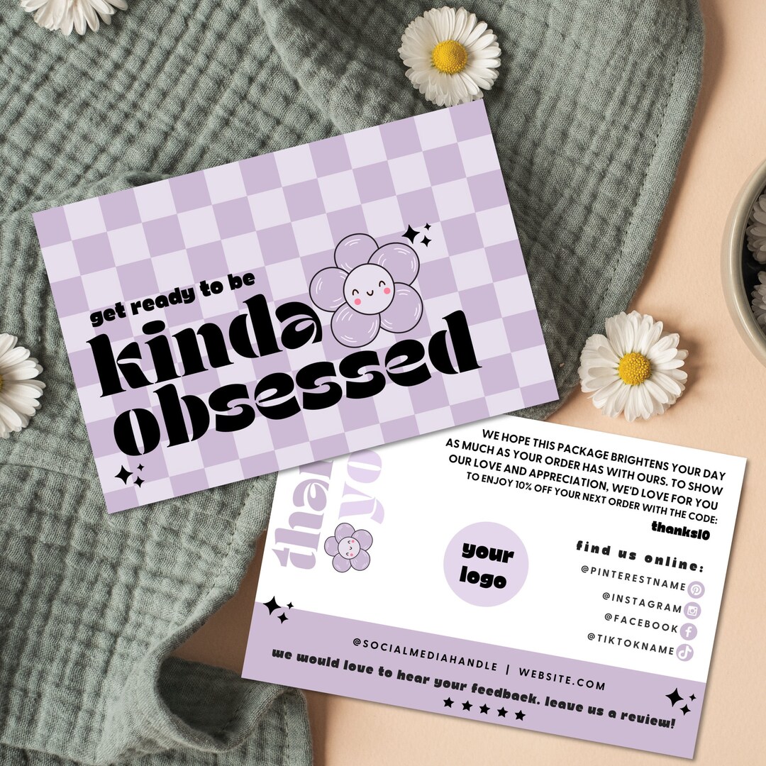 Cute Daisy Thank You Card Template Canva, Editable Small Business 70s ...