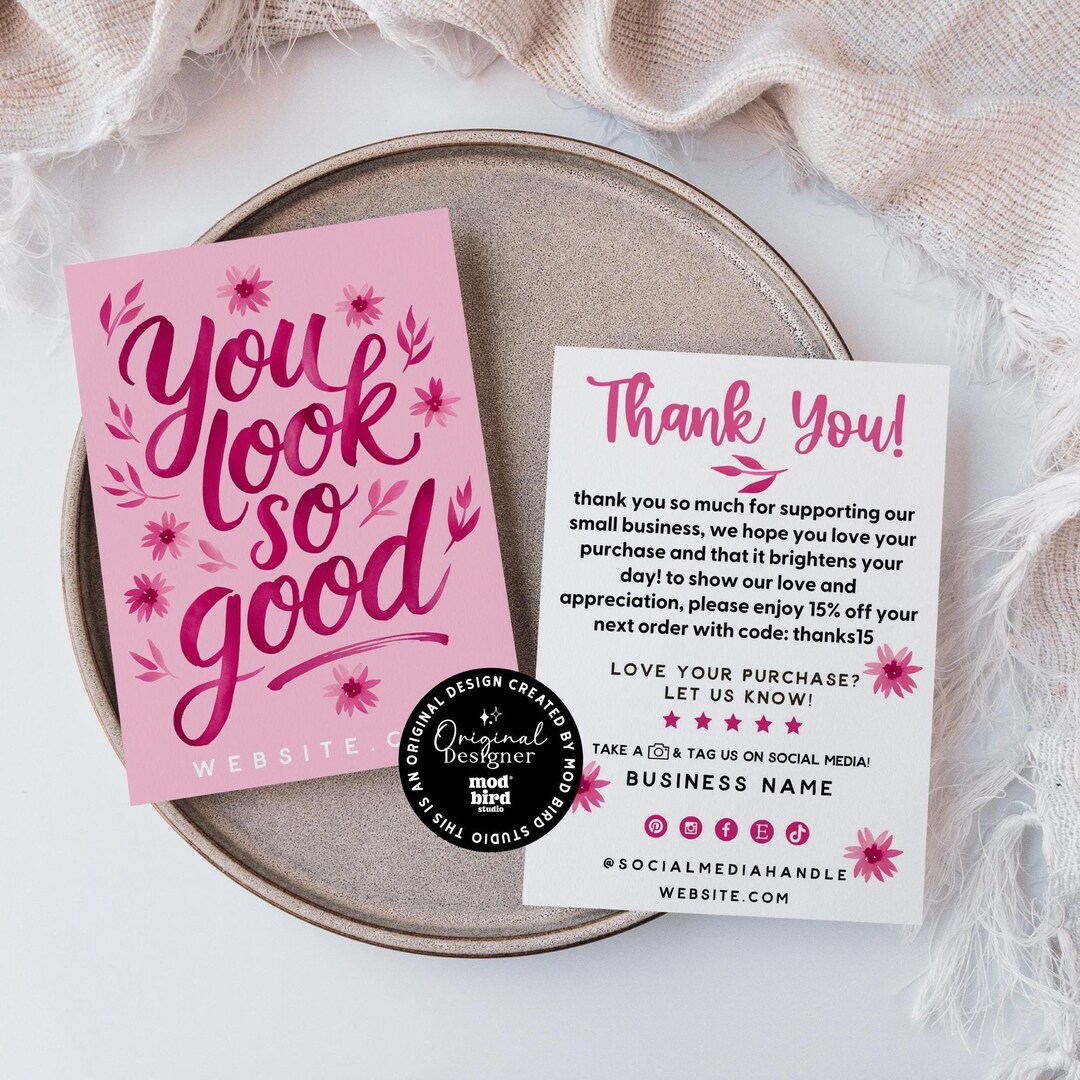 Watercolor Wildflower Business Thank You Card Template Canva, Printable ...