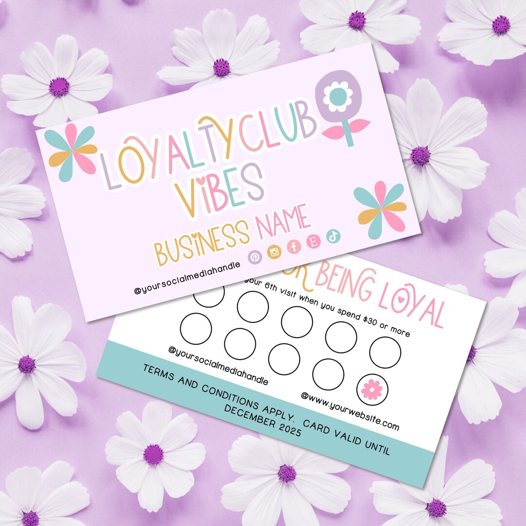 Loyalty Card Template Canva, Instant Download, Modern Customer Loyalty Cards, Editable Rewards ...