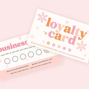 Retro Loyalty Card Template, Editable Customer Punch Card, Rewards Card Design, DIY Printable Discount Card, Customer Stamp Card Canva