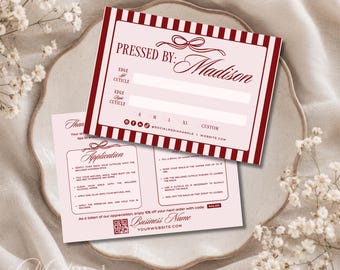 Press On Nail Backing Card Canva Template, Editable Nail Tech Insert Card, False Nail Instructions Branding Kit- AVA