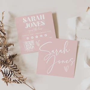 Boho quadratisches Visitenkarten-Design, Boho Visitenkarte Vorlage, DIY Visitenkarte, Business Branding, DIY Canva Vorlage