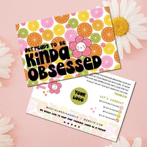 Editable Retro Daisy Thank You Card Template, Groovy 70s Small Business Insert, Cute Canva Thank You, Boho Packaging Card Download