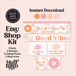 Boho Etsy Banner Templates Canva, Pastel Colorful Etsy Shop Design, Etsy Shop Listing Ideas, Etsy Shop Branding Kit, Etsy Branding - MOD