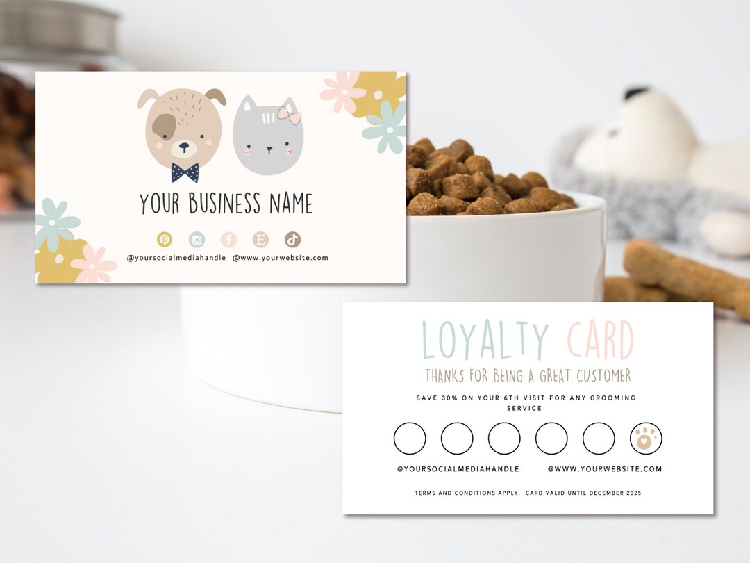 Pet Loyalty Card Instant Download Modern Customer Loyalty Etsy