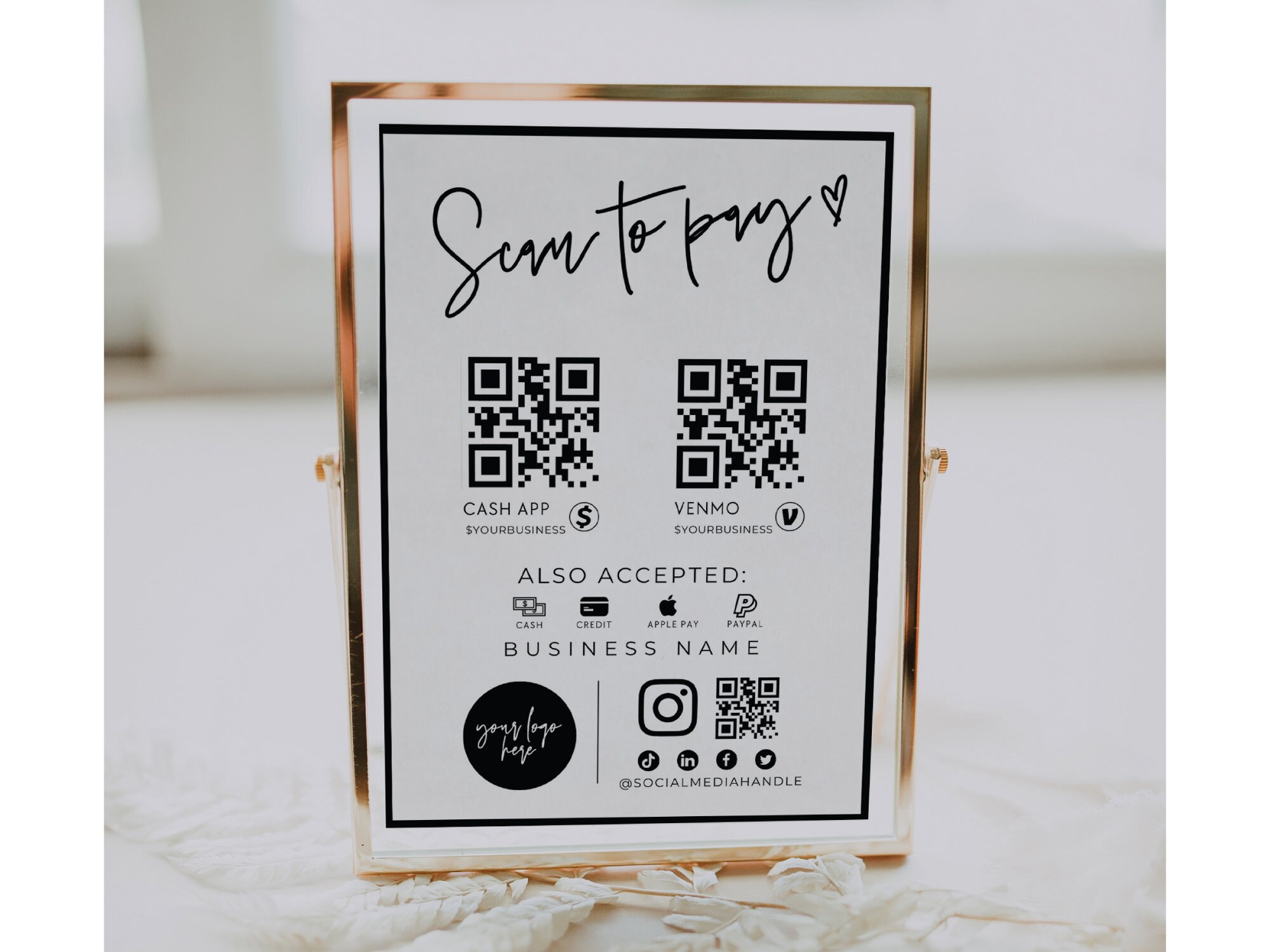 Qr Code Sign Template | Instant Download | Let's Connect on Social ...