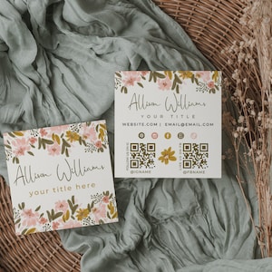 Boho Business Card Template, Bohemian Printable Square Business Card Design, DIY Calling Card, Business Branding, DIY Canva Template