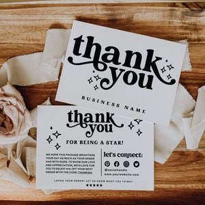 Minimalist Thank You Card | Business Card Template Canva | Retro Thank You Card | Thank You Card Printable | Black and White Thank you Card