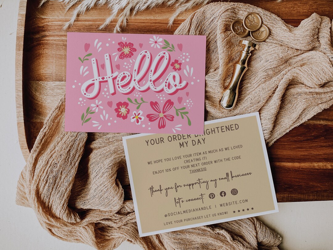 Boho Retro Thank You Card Template, Editable Business Groovy Flower ...