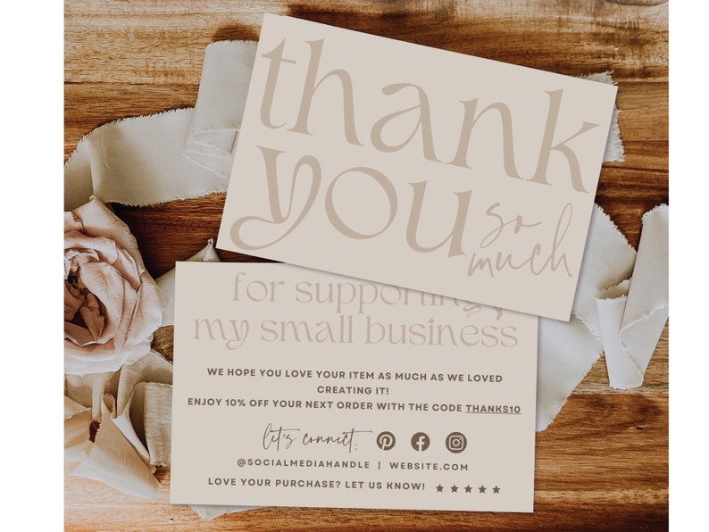Business Thank You Card Editable, Modern Printable Thanks For Your Purchase Card, Small Business Package Insert Card, Customizable afbeelding 2