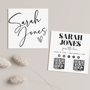 Modern Printable Square Business Card Design, Minimalist Business Card Template, DIY Calling Card, Business Branding, DIY Canva Template