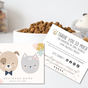 Pet Thank You Card Template, Dog Thank You Card, Pet Business Card, Cat Thank you Card, Printable, Printable Paw Print Thank You Card, Canva