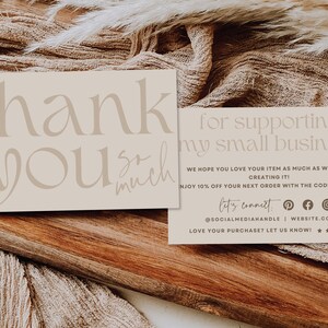 Business Thank You Card Editable, Modern Printable Thanks For Your Purchase Card, Small Business Package Insert Card, Customizable afbeelding 3