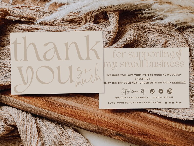 Business Thank You Card Editable, Modern Printable Thanks For Your Purchase Card, Small Business Package Insert Card, Customizable afbeelding 3