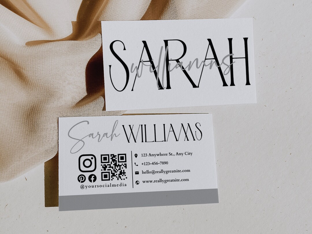 Business Card Template QR Code, Instant Download, Printable Business ...