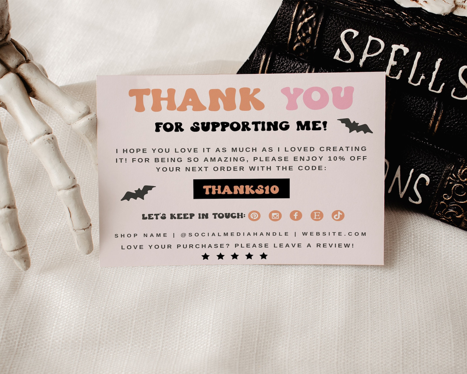 Editable Retro Groovy Halloween Business Thank You Card Canva Template ...