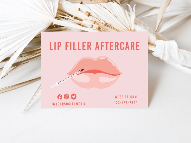 Editable Lip Filler Aftercare Card Design Template Lips Etsy Ireland