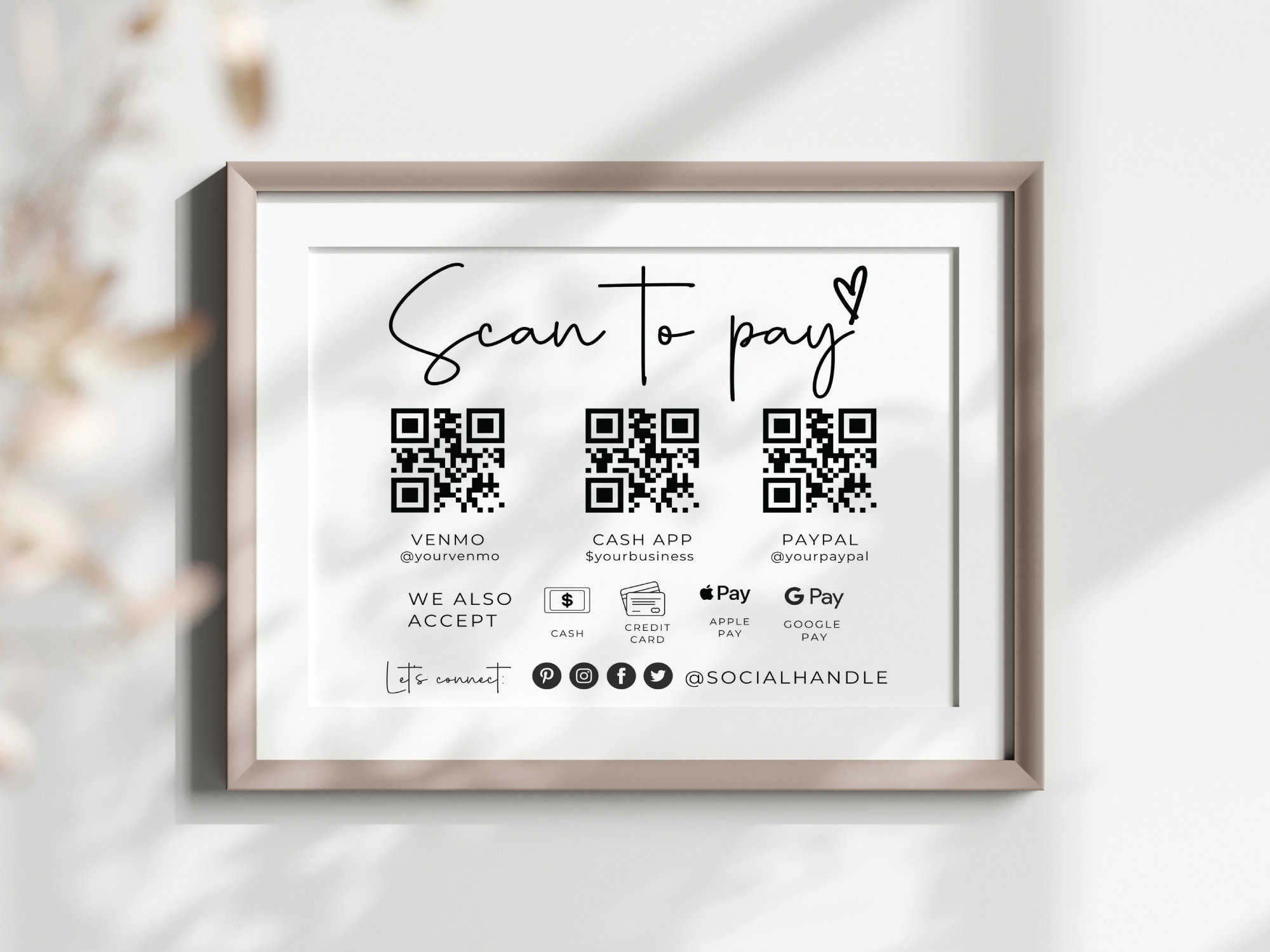 Qr Code Sign Pament Printable Payment Sign, QR Code Sign Template, Scan to Pay Sign ...