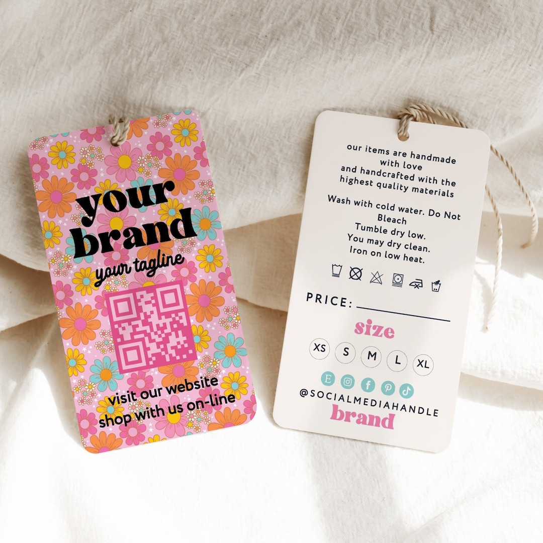 Floral Price Tag Template, Customizable QR Code Design, Business