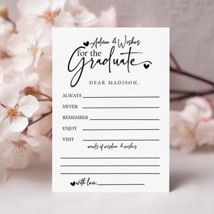 Canva-kaartsjabloon voor afstudeerwensen, DIY-afstudeeradvies + wenskaarten, elegante sjabloon voor afstudeerfeest, digitale download-LIV