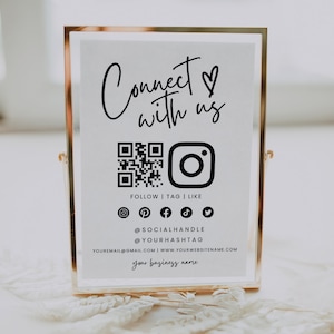 Social Media Sign Template, DIY Follow Us On Social Media, Small Business Sign, Canva Template, Social Media Business Sign, Instagram Sign