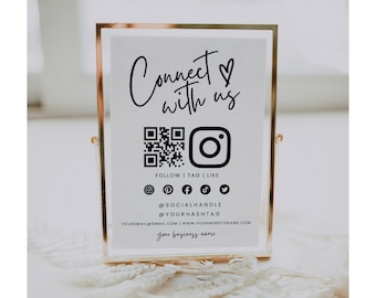 Social Media Sign Template, DIY Follow Us On Social Media, Small Business Sign, Canva Template, Social Media Business Sign, Instagram Sign