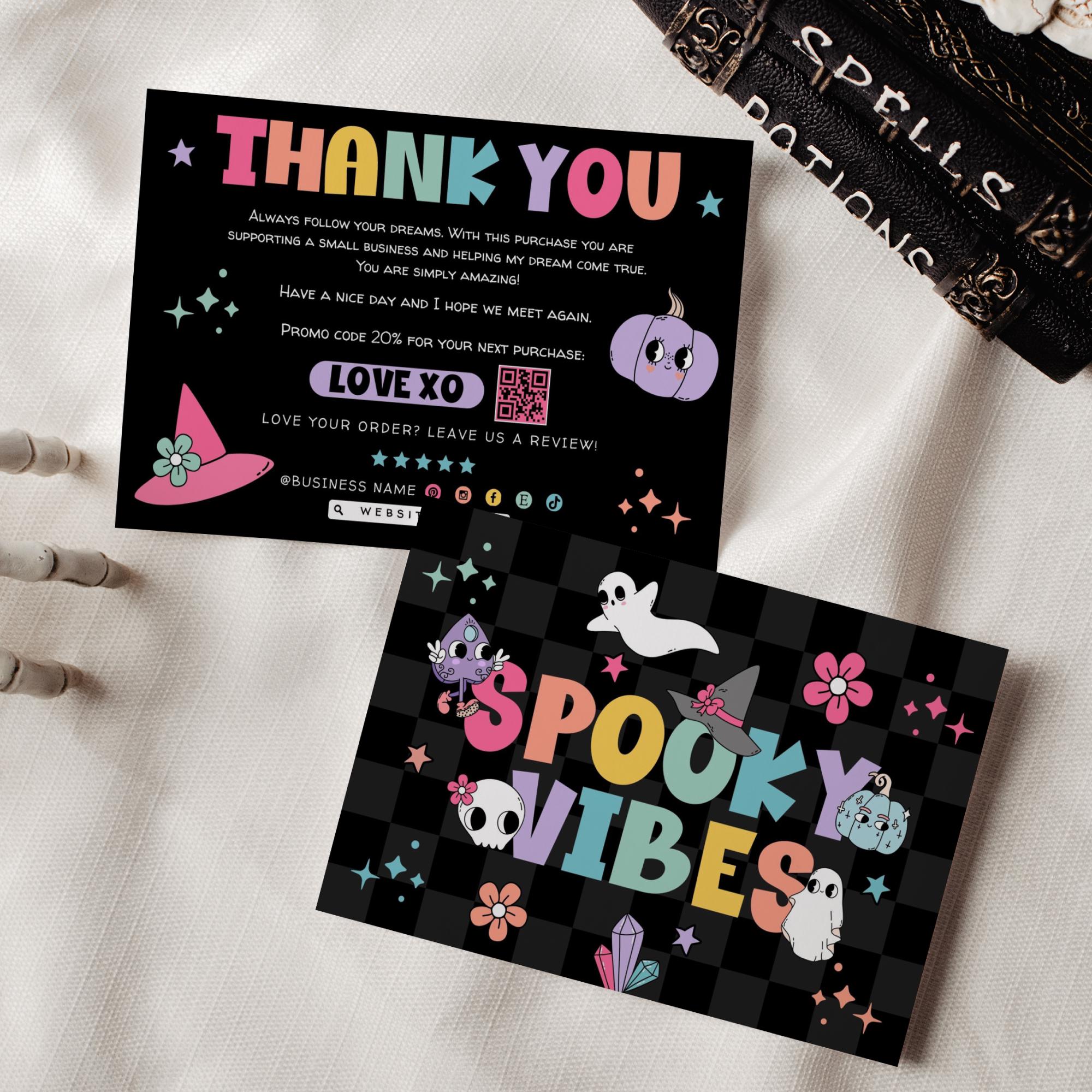 Pastel Goth Ghost Halloween Business Thank You Card Canva Template ...