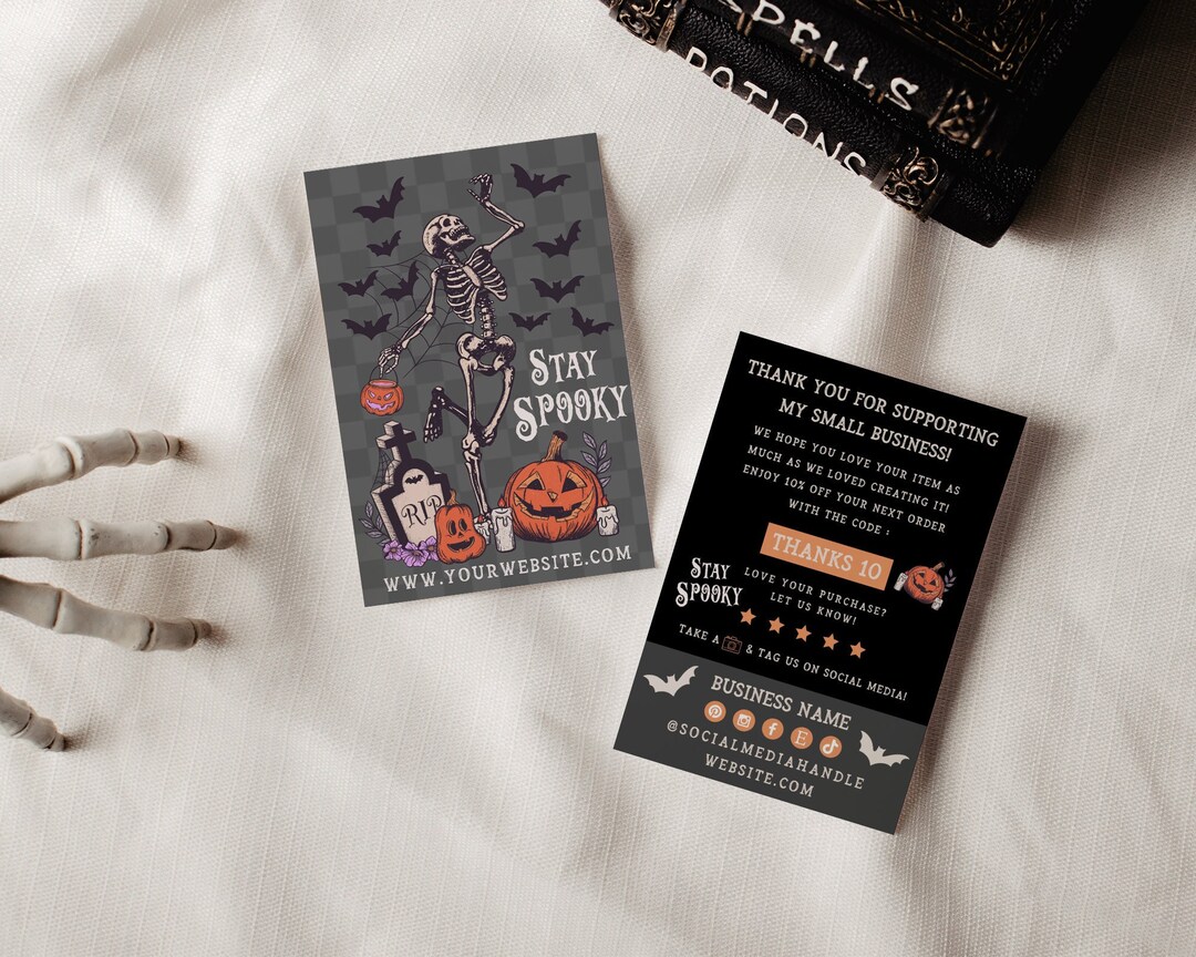 Gothic Business Thank You Card Canva Template, Editable Halloween Thank ...