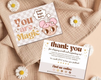 Retro Thank You Card Canva Template, Editable Business Thank You Card ...