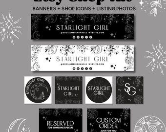 Spiritual Etsy Banner Set, Canva Etsy Shop Branding Kit, Editable Minimalist Etsy Templates, Boho Shop Logo Design, Digital Download - MAY
