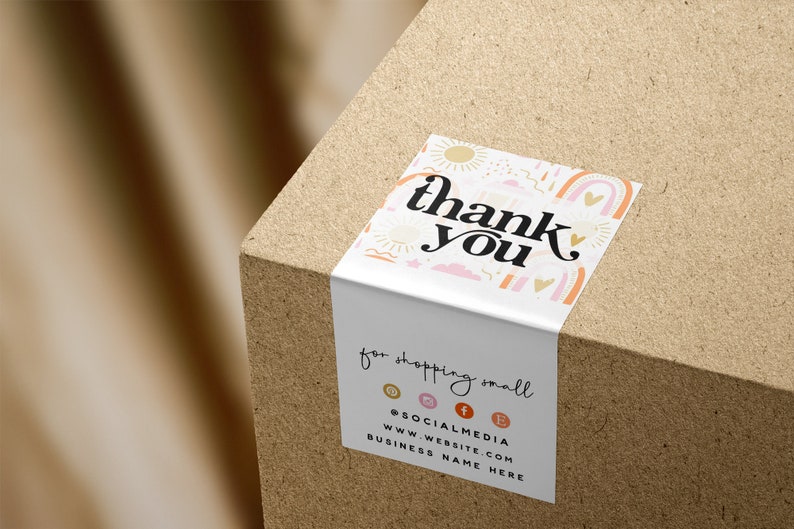 File Box Sticker Example Box Seal Sticker Template, Modern Packaging Design, Editable Box Label ...